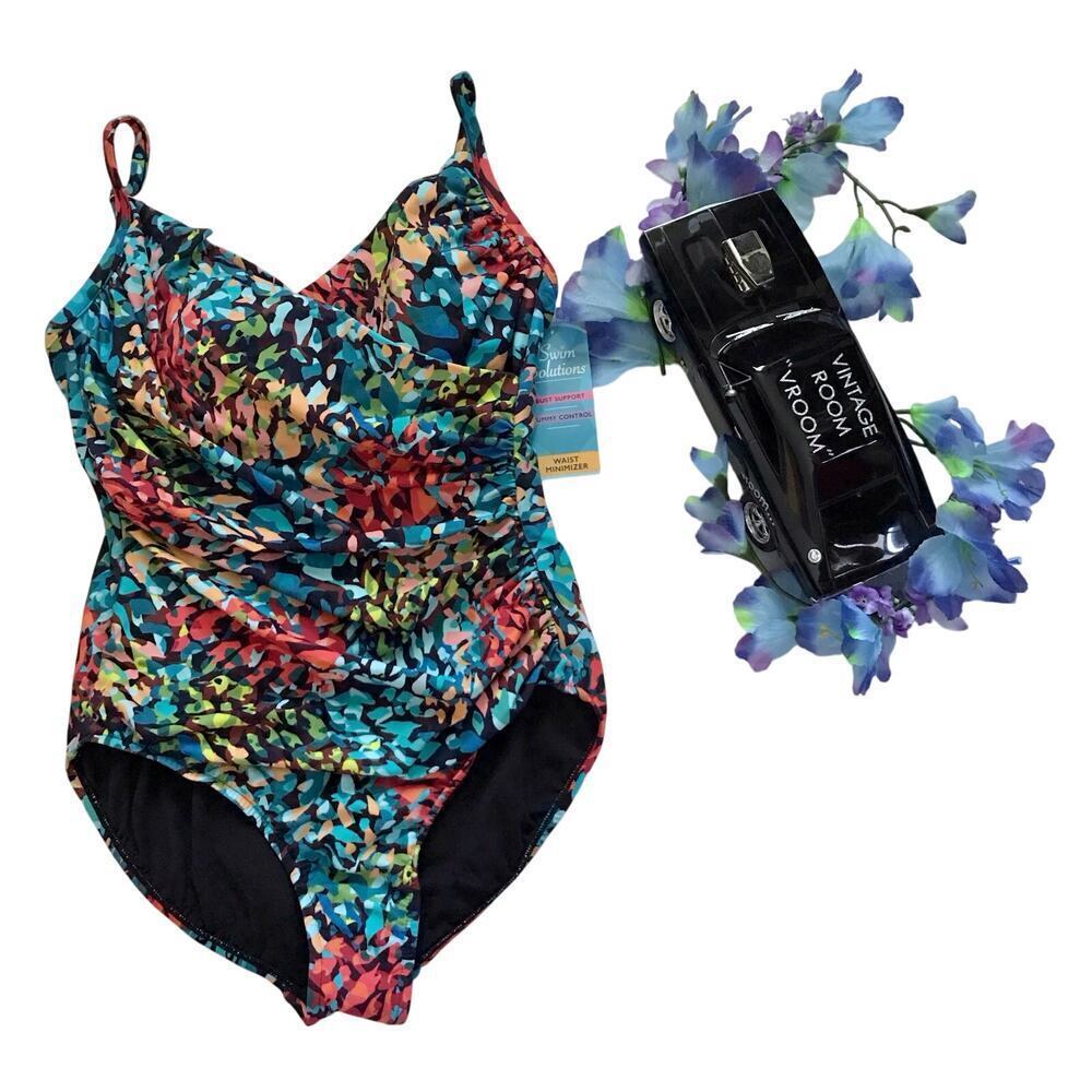 Swim Solutions NWT Waist Minimizer NWT One Piece Swimwear Women 16 - Picture 1 of 12